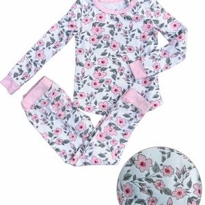 Jessica Simpson Pink and White Floral Kids Pajama Set